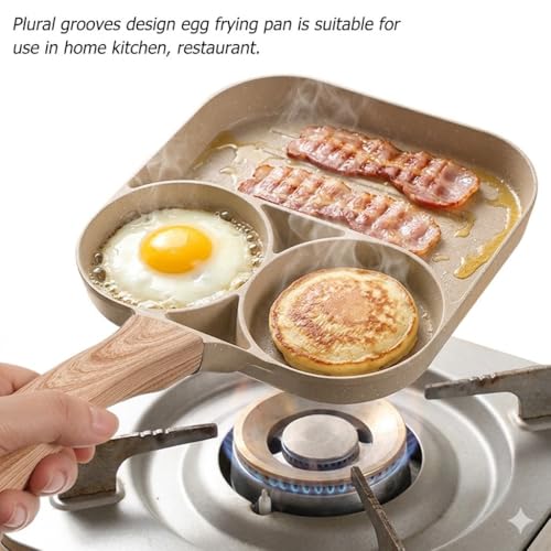 Image of 3 in 1 Frying Pan Dual Egg & Omelette Non-Stick Frying Pan with Heat-Resistant Handle | Stone-Finish Coating | Ideal for Eggs, Pancakes, Mini Uttapam & Snacks Cooking Pan (White)
