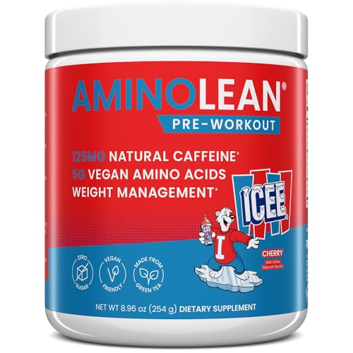 Image of AminoLean Pre Workout Powder & Natural Amino Energy with Vegan BCAA + EAA | Jitter-Free Preworkout Energy from Green Tea + Amino Acids & Weight Management for Women & Men - Vegan, Zero Sugar, No Crash