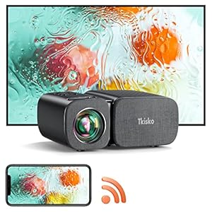 Mini Projector, Tkisko 5G WiFi 1080P Supported Video Projector, 12000 Lumens Portable Outdoor Projector, Home Theater Projector for Ceiling/Gaming/Movie, Compatible with iOS, Android, TV Stick, HDMI
