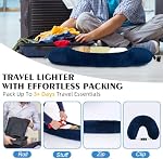 Oreiller encolure pour le voyage, Oreil de voyage avec vêtements, Sac de rangement pour oreillers de voyage amovibles, Coque de voyage pour avion, Couverture d'oreiller avec rangement