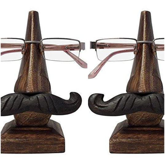 Onlineshoppee Nose Shape Wood Spectacle Holder (7 cm x 7 cm x 17 cm, Brown)