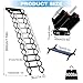 12 Steps Wall-Mounted Folding Stairs for Attic, Attic Ladder Pull Down System with Retractable Handrail& Pull Rod, Anti-Slip Steps, Attic Stairs for Home(Black, Applicable Height 9.6-10ft)