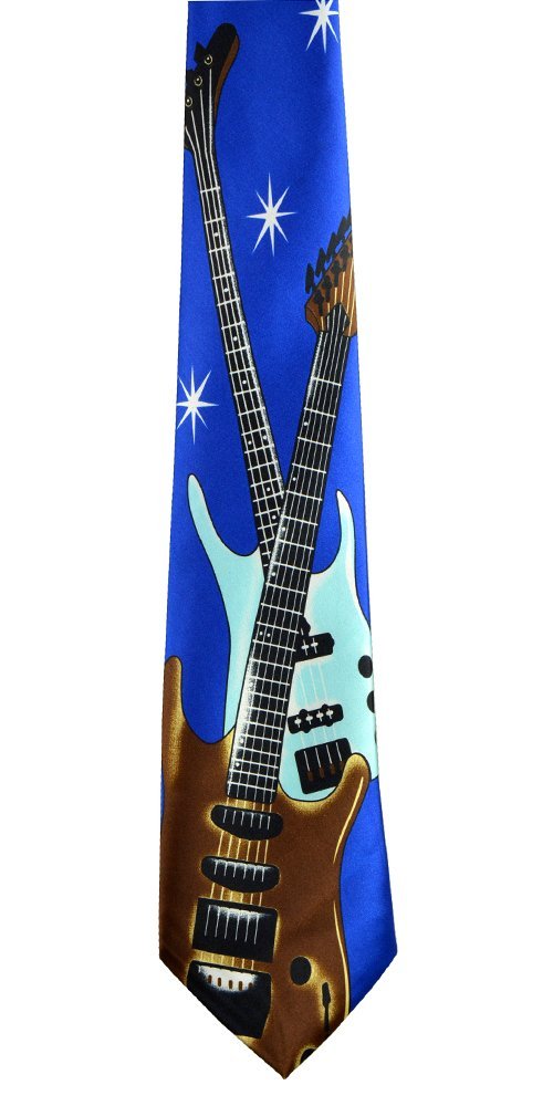 BodyJewelryOnline New Mens Musical Notes Instrument Electric Guitar Fashion Necktie 11