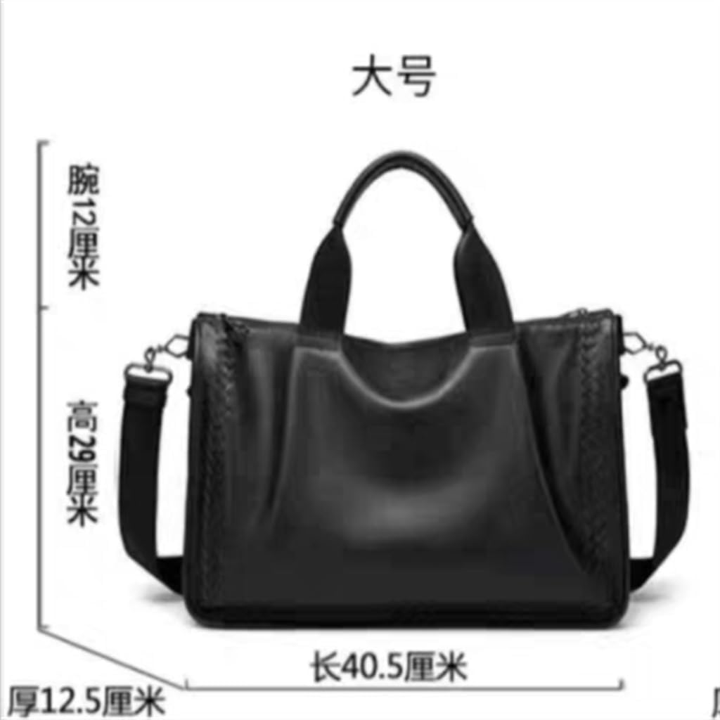 Business Shoulder Men's Bag Laptop Briefcase Woven Crossbody Leather