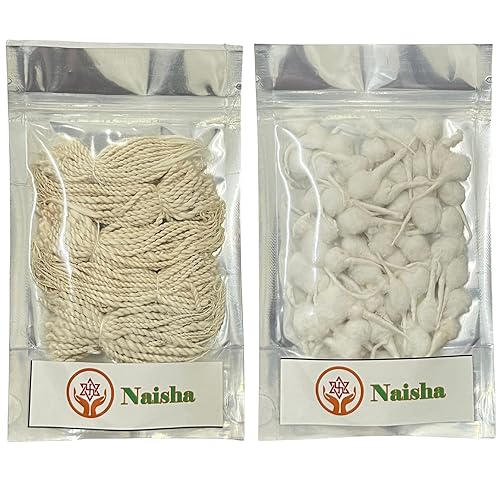 Naisha Combo Pack de 300+300 Mechas de Algodón Orgánico Hechas a Mano para Velas