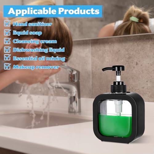 Aoyfuwell 4 Stück Seifenspender Set, 300ML Pumpspender Dusche, Duschgelspender, Leere Shampoo Flaschen zum Befüllen, Duschgel Spender, Spüli Spender Küche Bad Soap Dispenser(Schwarz, Weiß)