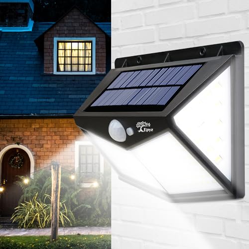 Image of Epyz ABS Plastic Solar Light Outdoor Waterproof Motion Sensor Lights Wall Night Light With 2 Modes For Fence Garage Yard Step Stair [ White Light,Pack Of 1, 100LED ]