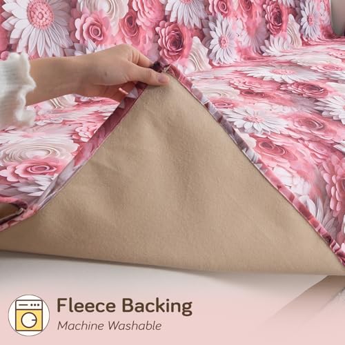 Image of HOKIPO 'Nature Muse' Premium HD Printed Holland Velvet Sofa Cover Mat for 1 /2 /3 Seater & L-Shape Sofa. Make Your Own Sofa Cover Set, Mat 70(D) x 170(L) cm, Blush Bouquet (IN-917-D6)