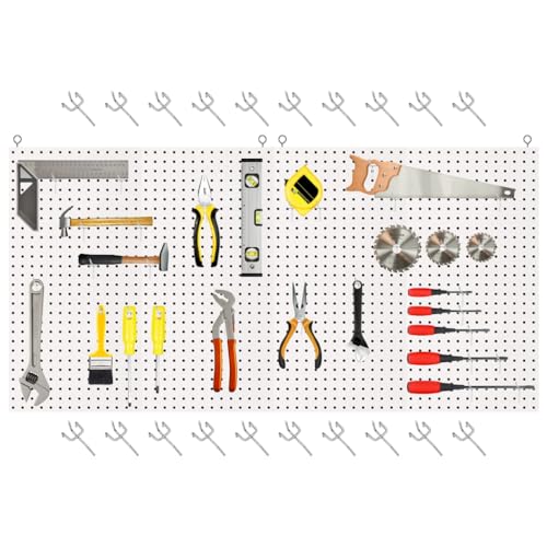 Painel Organizador Ferramentas Pegboard Eucatex 53x120cm + 20 Ganchos