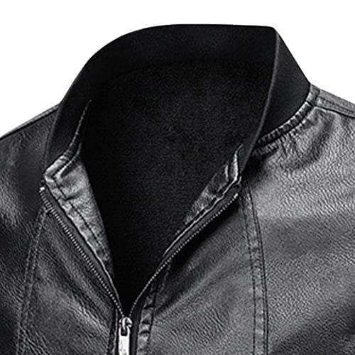 Chaqueta bomber de cuero negro para hombre miniatura 3