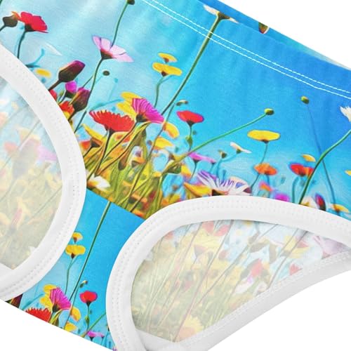 Cotton Toddler Underwear Floral Colorful Wildflowers Little Girl Panties Florals Kids Undies Briefs 2t4