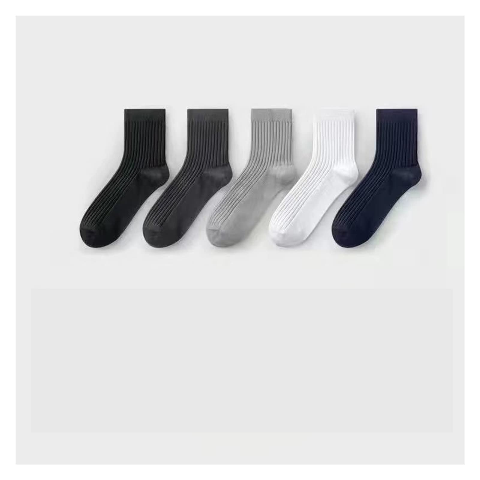 ZZSRJ Calcetines de algodón for Hombres Set 5 Pares de Calcetines de Tubos de Mediados Negros Calcetines de Negocios Medias Deportivas Cómodos Calcetines de Hombres Grandes