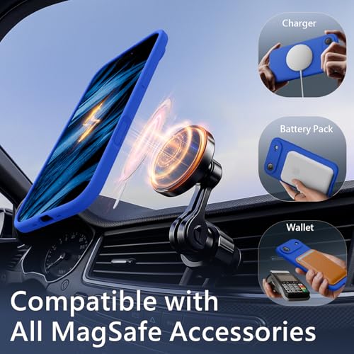 Image of FireNova Magnetic for iPhone Air Case, Compatible with MagSafe, [Integrated Silicone Camera Control Button] [Camera Protection] Microfiber Lining Phone Case for iPhone 17 Air, 6.5 inch, Klein Blue