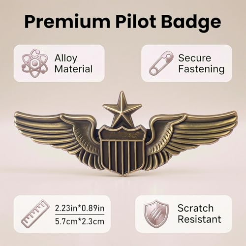 Image of 4Pcs Wings Pin Wing Pilot Air Force Senior Pilot Wing Badge