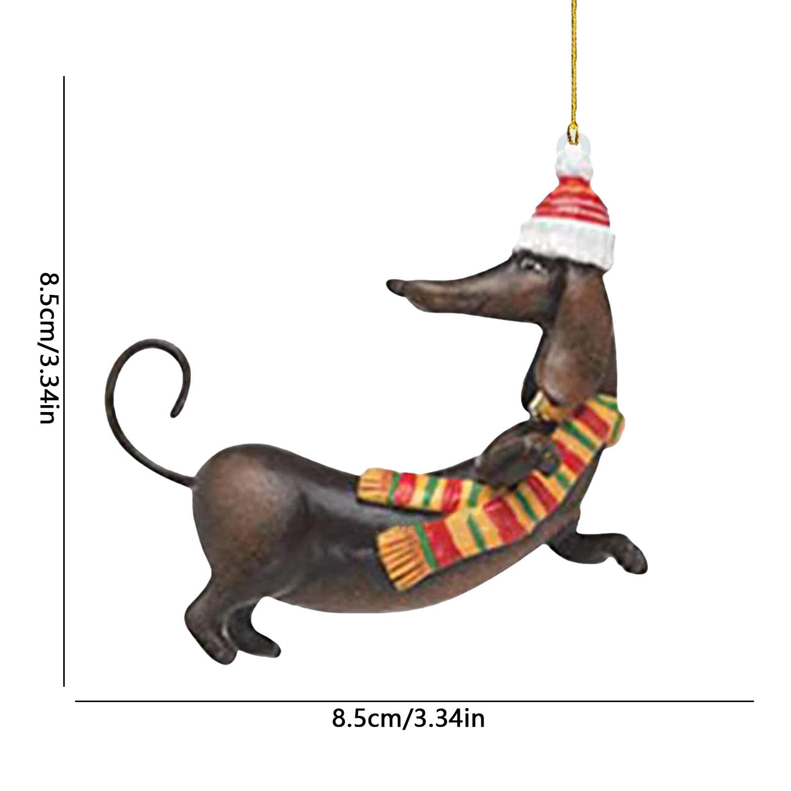 7 Stück Dackel Weihnachtsbaumschmuck - Süße Acryl Hunde Anhänger Für Christbaum