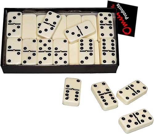 Omura Juegos Juego de dominó doble SIX Jumbo con Spinner Color marfil