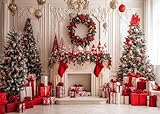 Dudaacvt 7x5ft Christmas Fireplace BackdropsChristmas Decor Photo Prop Holiday Family Party Birthday Baby Shower Decoration Photo Booth Props D785