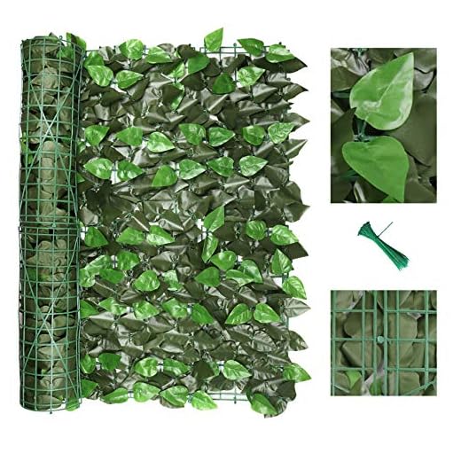 120" x 40" Artificial Ivy Privacy Fence Screen, Privacy Wall, Privacy Screen, Artificial Faux Ivy Hedge Leaf & Vine Privacy Fence Wall Screen, Decoration for Outdoor Decor, Garden, Yard (Peach Leaf)