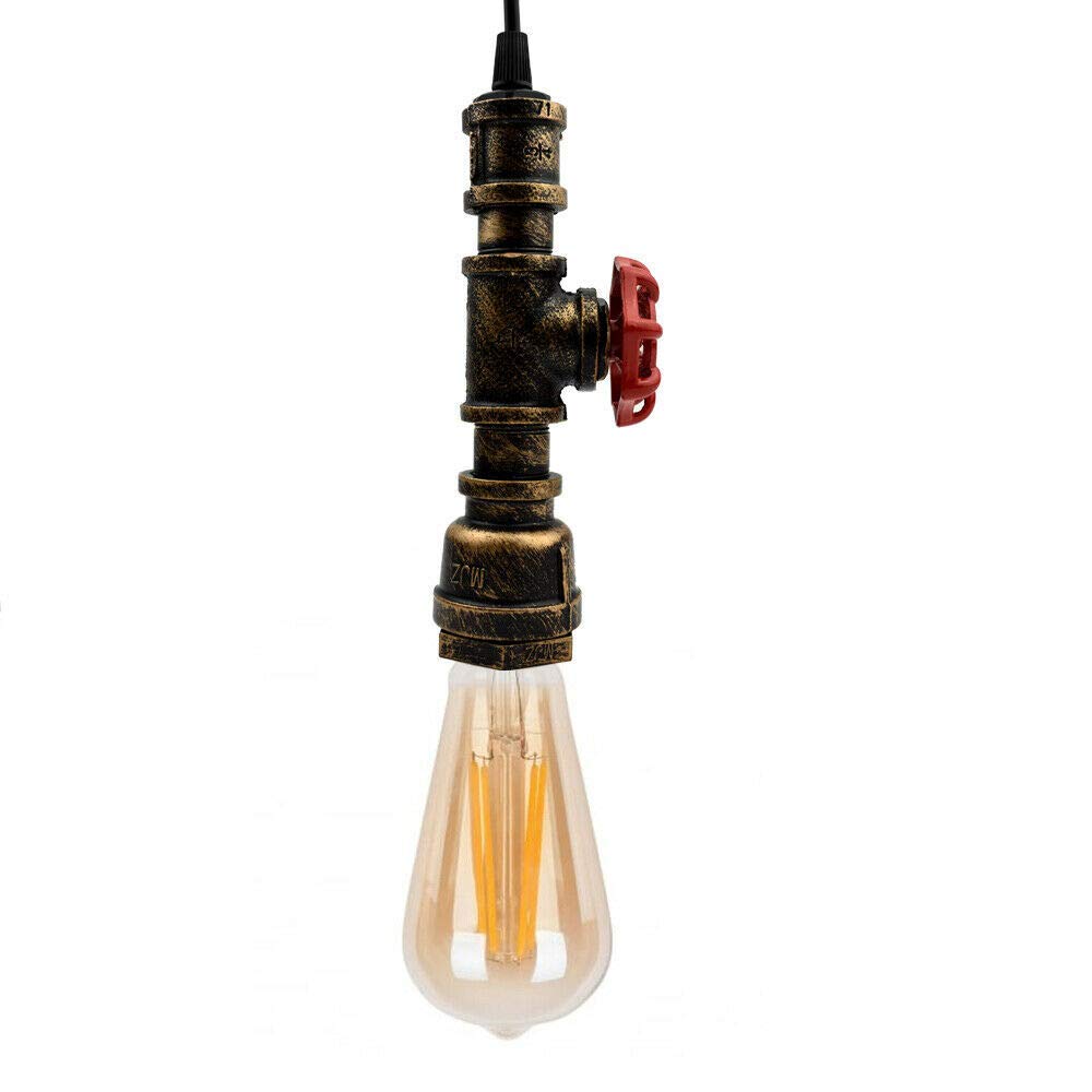 Vintage Hängeleuchte Aus Metall – Industrielles Wasserrohr-Design, Bronze/rot, E27, Verstellbar Bis 100 Cm