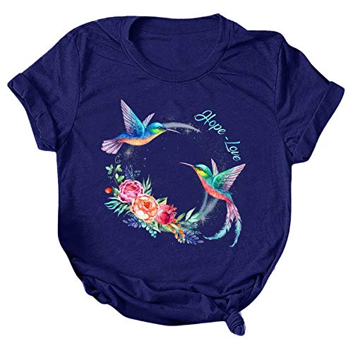 Womens Short Sleeve Crewneck Casual Small Daisy Printing Graphic Cotton T-Shirts Tee Tops Plus Size Tunic