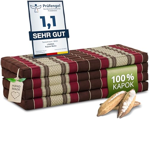 livasia Nachhaltige Klappmatratze aus Kapok - 200x110x8cm - breite Gästematratze, Faltbare...