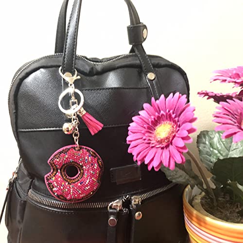 Popfizzy Bling Pink Donut Keychain for Women and Girls, Rhinestone Purse Charms, Donut Gifts, Donut Accessories3