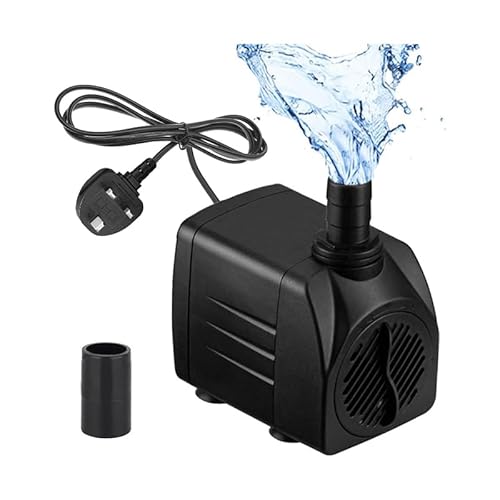 Mini Water Pumps(600L/H, 10W), Ultra Quiet Aquarium Pump with High Stroke, Fountain Pump with 1.5m Power Cord, 2 Nozzles for Aquariums, Pond, Fountains, Statues, Hydroculture,Mini Water Pumps