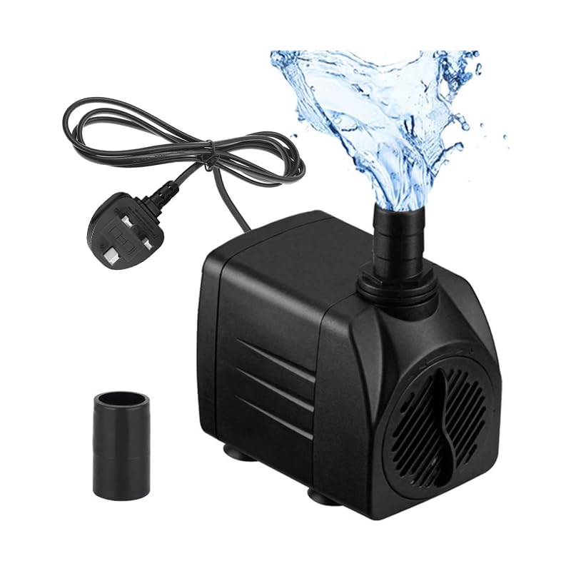 Mini Water Pumps 600L/H, 10W, Ultra Quiet Aquarium Pump with High Stroke, Fountain Pump with 1.5m Power Cord, 2 Nozzles for Aquariums, Pond, Fountains, Statues, Hydroculture