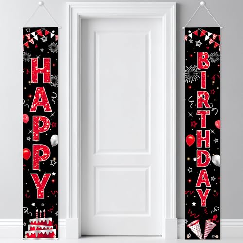 Image of Birthday Decorations Banner, Happy Birthday Door Sign for Men Women Boys Girls Ideal Birthday Decorations Party Supplies Outdoor Indoor 72 x 12 Inch