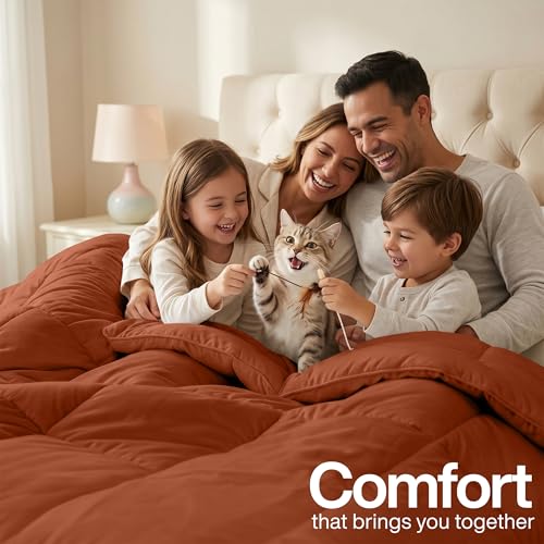 Image of Utopia Bedding Duvet Insert, Twin Comforter 64 x 88 Inches, Burnt Orange | Cozy All Season Comforter for Kids, Boys, Girls, and Teens, Down Alternative Fill, Soft Microfiber Shell, Machine Washable