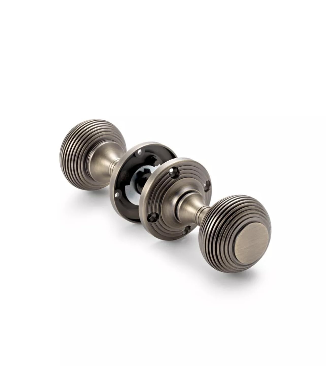 AB Hardware Matt Antique Brass Beehive Sprung Mortice Solid Door Knobs Knob Pair Quality Internal Doors, 55mm