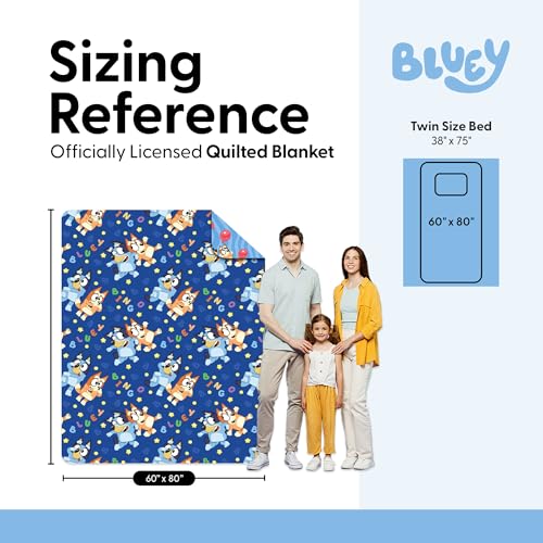 Image of Northwest Bluey Goofing Around Quilted Throw Blanket - Official Cartoon Throw Blanket Featuring Bluey, for Adults Boys Girls Bed, Couch, or Playroom, 60 x 80 Inches