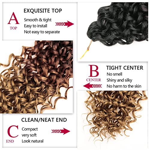 Gogo Curl Crochet Hair 18Inch Water Wave Crochet Hair Ombre Synthetic Bohemian Crochet Braid Deep Wave Braiding Hair Extensions (5Packs,1B/30/27) #TOP3
