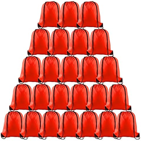 PLULON 25 Pcs Red Drawstring Backpack Bags Bulk String Backpack Cinch Sack Cover