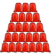 PLULON 25 Pcs Red Drawstring Backpack Bags Bulk String Backpack Cinch Sack Pull Sport Gym Backpac...