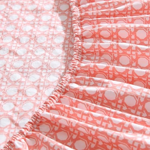 Image of Tommy Bahama - Queen Size Sheet Set, 100% Cotton Percale Bedding with a Crisp & Cool Feel, Bed Sheets with Matching Fitted Sheet & Pillowcases (Bahama Isle Orange)