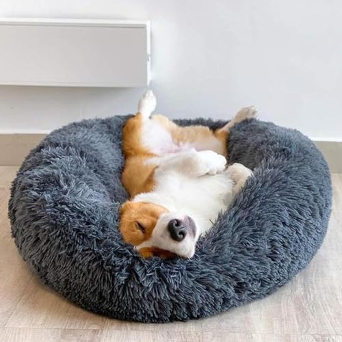 Original Beruhigendes Haustierbett, warmes Plüsch-Donut-Hundebett, waschbar