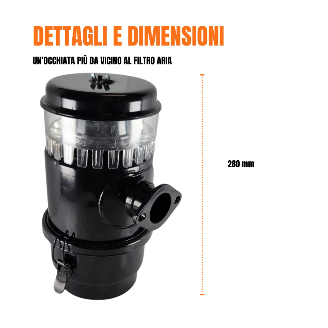 Filtro aria a bagno d'olio con prefiltro trasparente compatibile Lombardini LDA450 LDA451 LDA510 3LD450 3LD451 3LD510