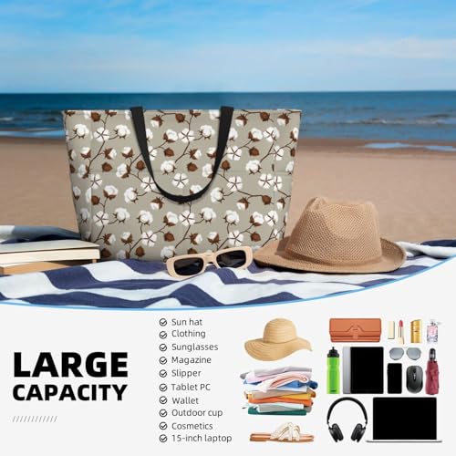 Large Beach Bags Water-resistant Sandproof - cotton tree Cute Beach Tote Bags for Women with Zipper4
