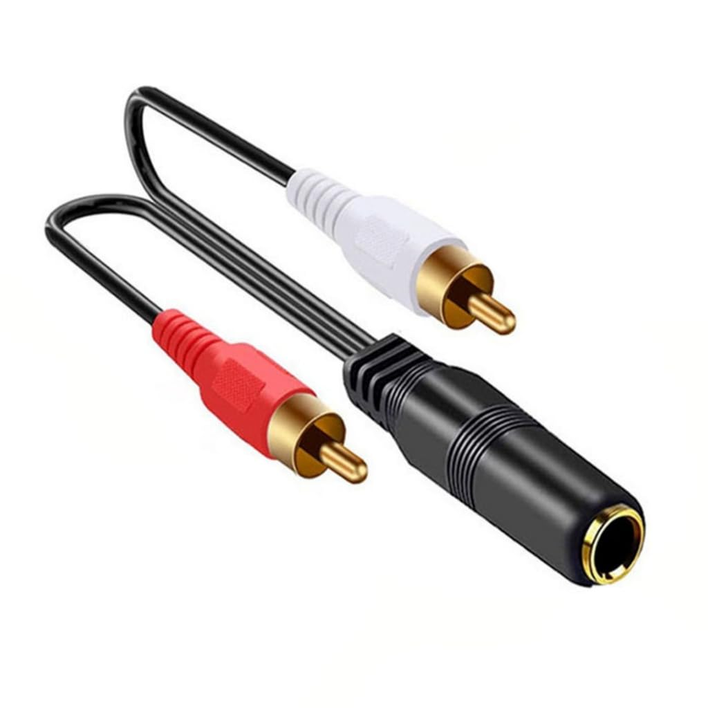 Tsophreniq 6.35mm Female to 2RCA Male Y Splitter Cable 1/4Inch to 2RCA Cord for Stereo Extension Gold Plate