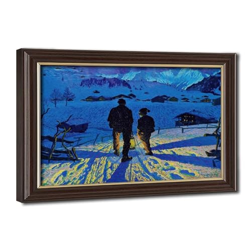 Affiches impressions sur toile Soirée à Adelboden pour décoration murale chalet