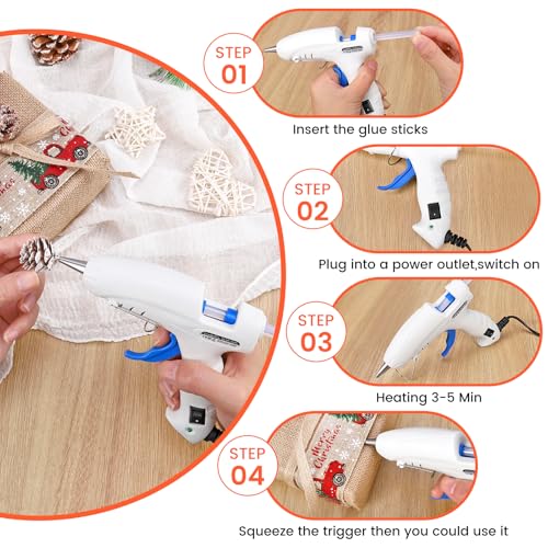 Heißklebepistole, Heissklebepistole mit 60pcs Klebesticks 7mm, 30W Klebepistole für DIY Handwerker, Schnelle Reparaturen in Haus und Büro, Weiß
