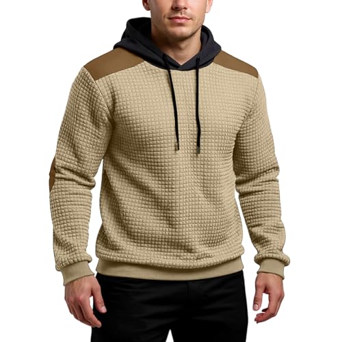 Ymosrh Men's Casual Hoodies, Color Block Long Sleeve Athletic Workout Hoodie Pullover Sweatshirts with Pockets, M-3XL