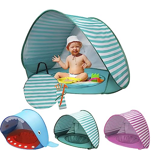 EVER GOODS - Tienda Playa Bebe, Pop-up Tiendas de Campaña con Piscina para Niños, Carpa Plegable Portátil Anti UV 50+ Protector Solar para Playa, Jardín, Viajes, Picnic, Camping, Deporte al Aire Libre