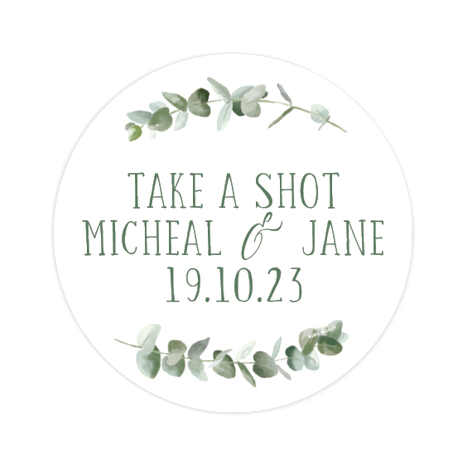 Personalised take a shot wedding stickers | bottle drink wedding labels | favor sticker | wedding favors thank you stickers | 35 round stickers (Take a shot)