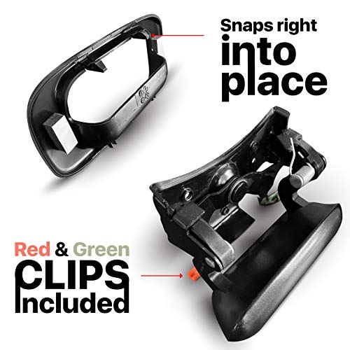 T1A Tailgate Handle Latch and Bezel Trim Replacement for 1999 - 2007 Chevy Silverado / GMC Sierra, Rod Clips Included Also Fits 1500, 2500, 3500 HD Pickup Truck, Black Textured, 15228539 15997911