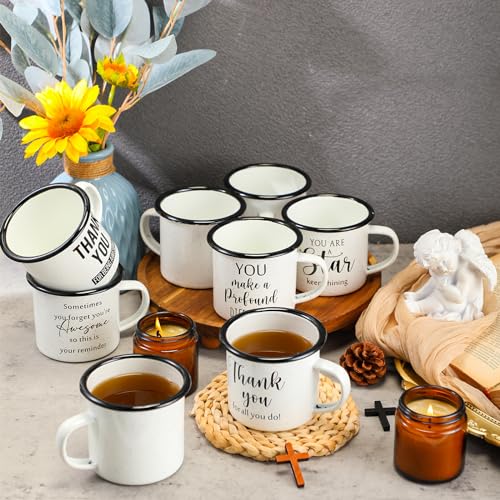 Juego de 10 tazas esmaltadas blancas de 12 oz miniatura 4