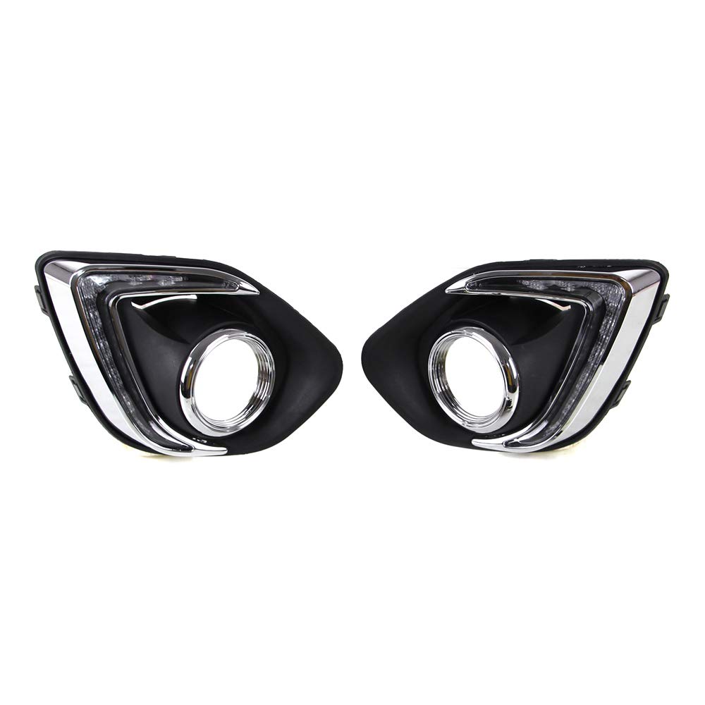 Dreamseek LED DRL Fog Light Bezel Compatible with Mitsubishi ASX/Outlander Sport 2013 2014 2015 Front Driving Lamp Daytime Running Light with Amber Turn Signal