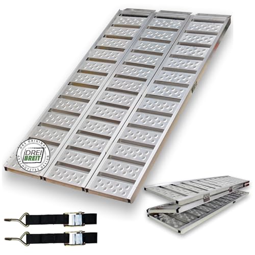 DREIBREIT by TRUTZHOLM 2-Fach Auffahrrampe klappbar 175 cm Tragkraft 1020 kg Alu grau gelocht gerillt Verladerampe Rampe