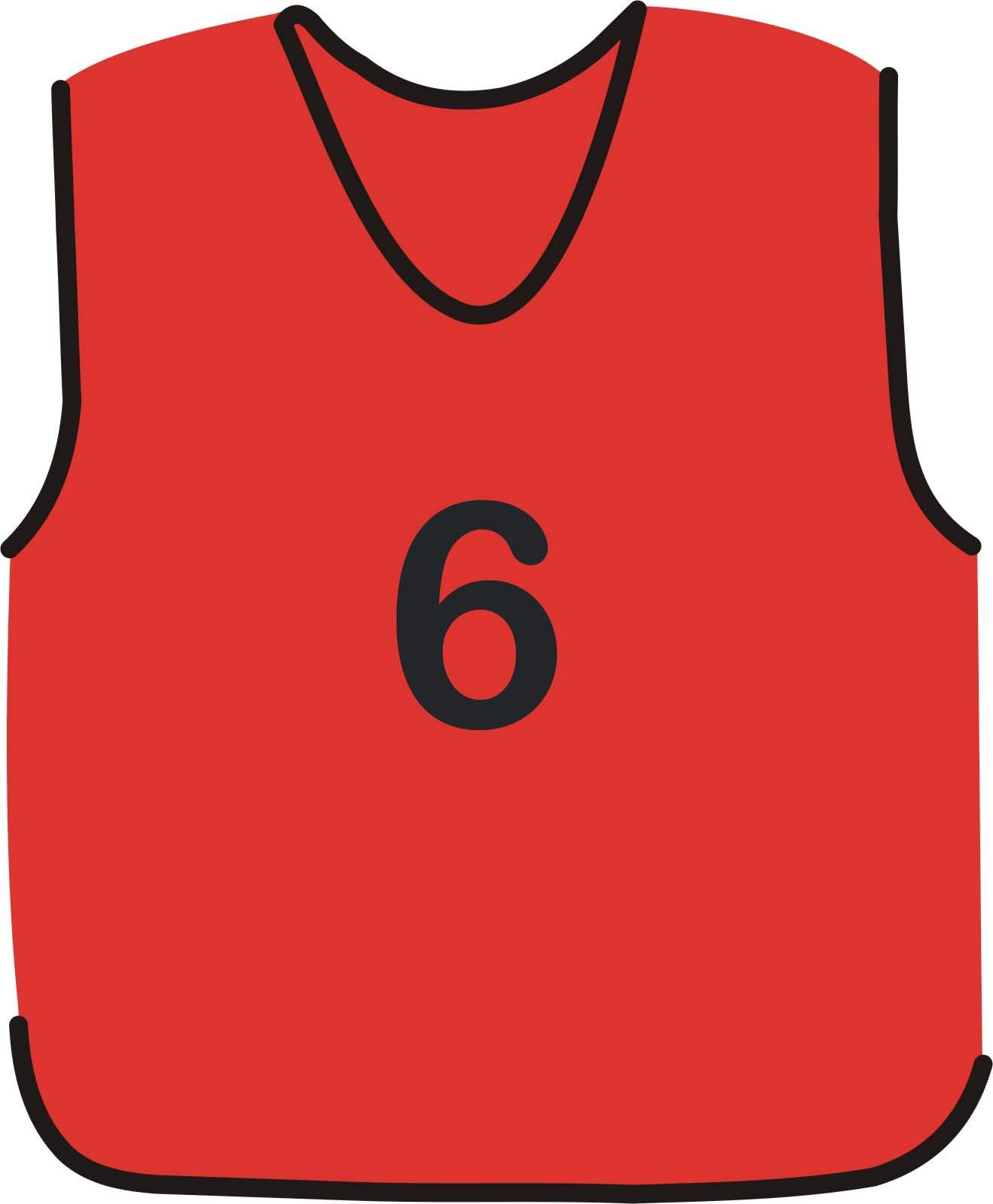 NUMBERED FOOTBALL MESH TRAINING SPORTS BIBS Pack of 7 (1-7 OR number of your choice)-Front only (Red, Kids (U5's))